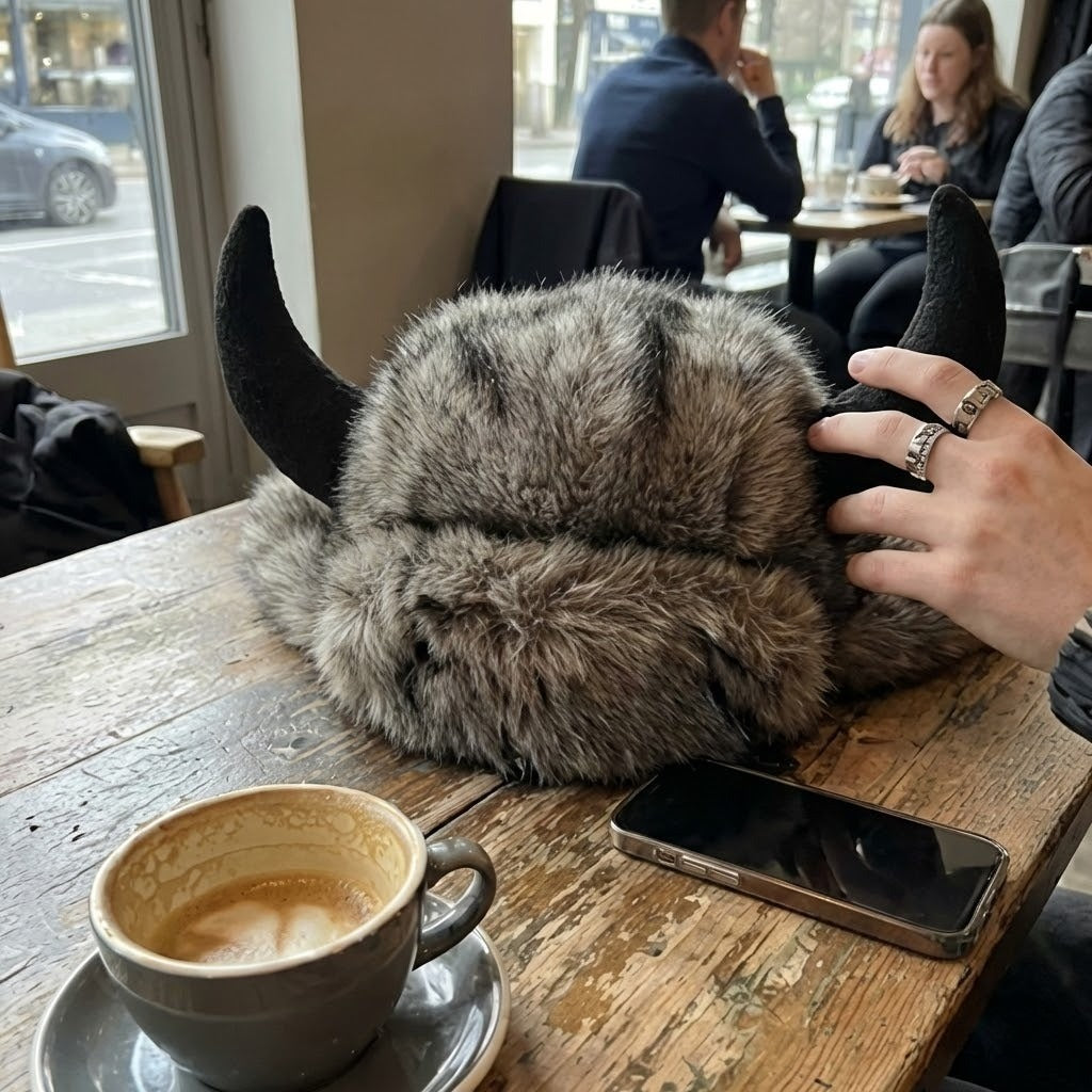 Viking Horn Fur Winter Trapper Hat