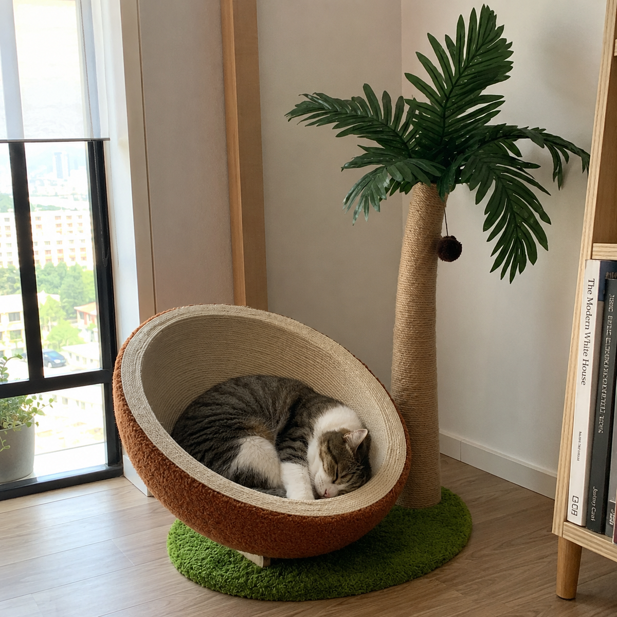 Palm Nest Coconut Shell Cat Lounger Tree