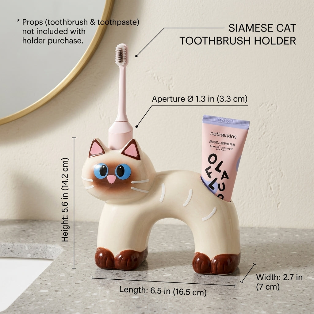 Sassy Cat Ceramic Toothbrush Holder