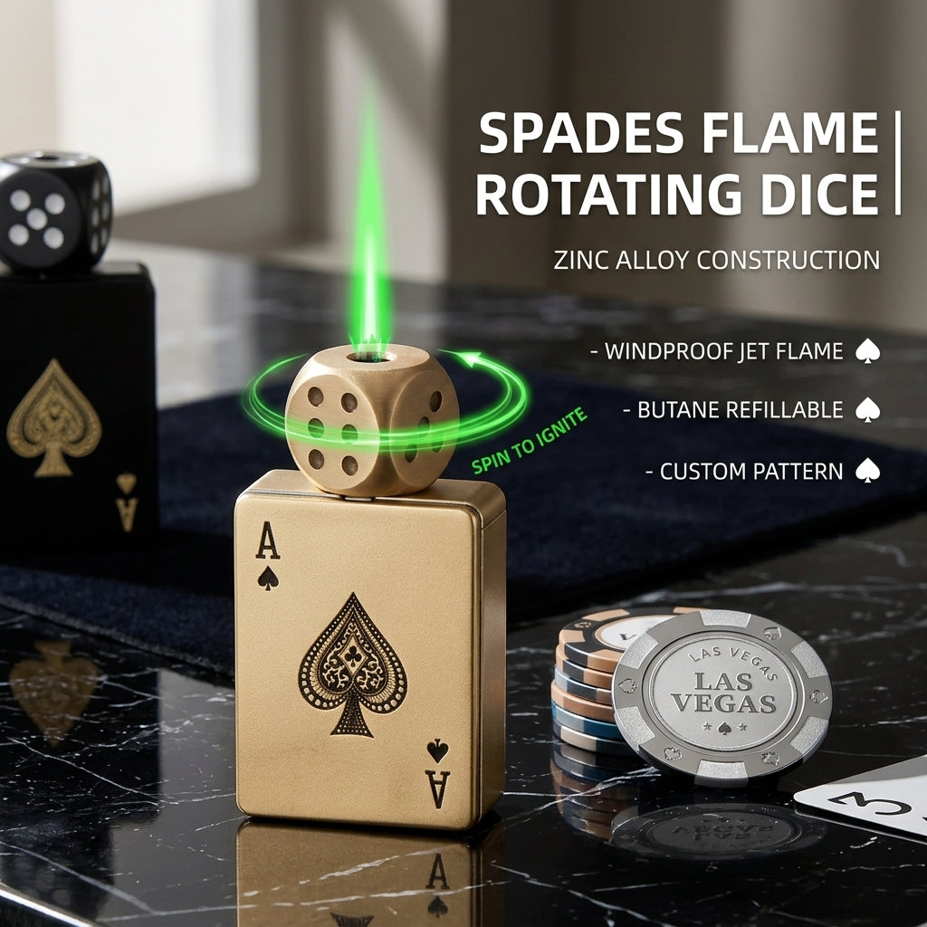 Rotating Dice Card Jet Lighter