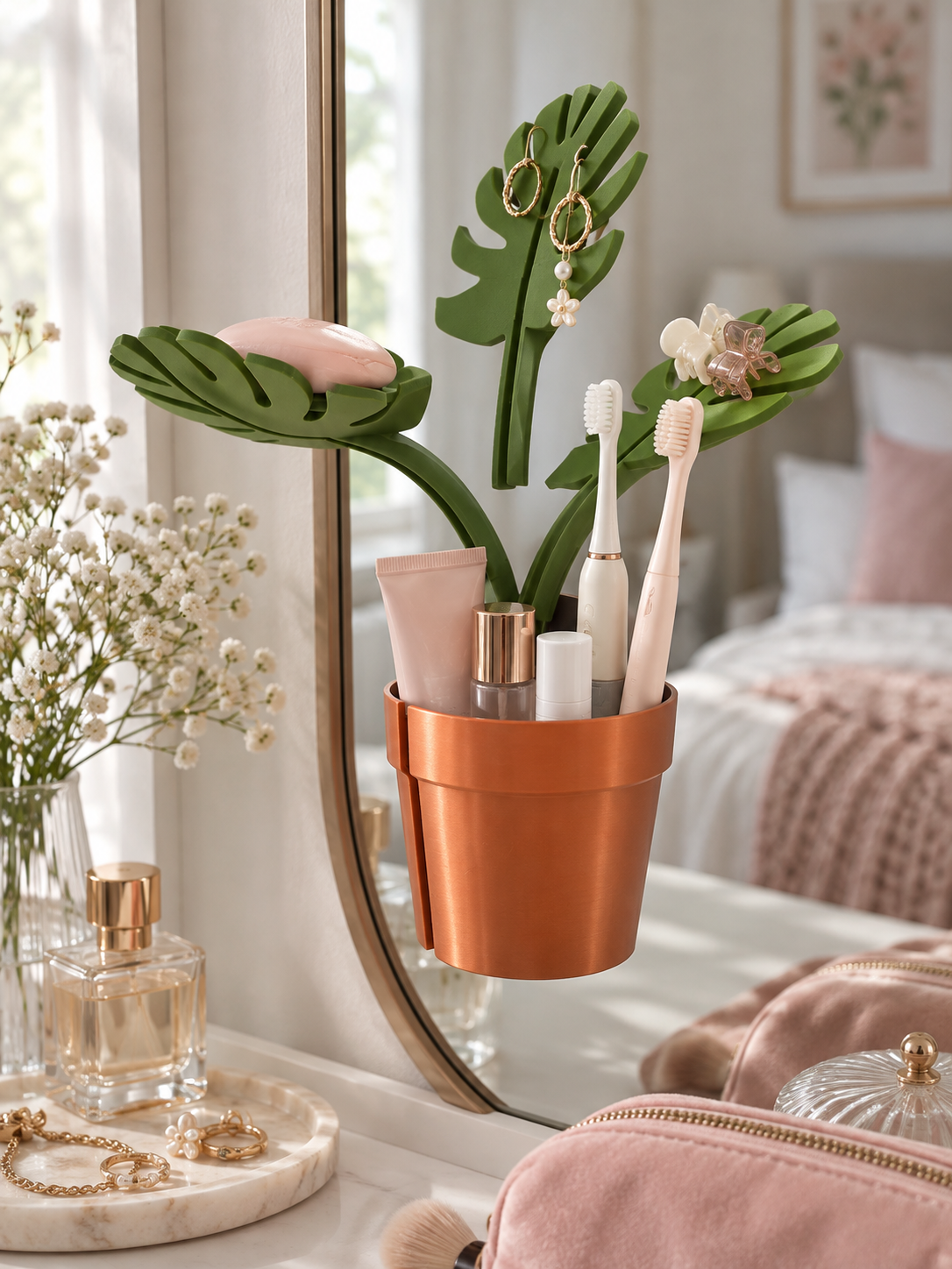 Mirror Pot Bathroom Organizer