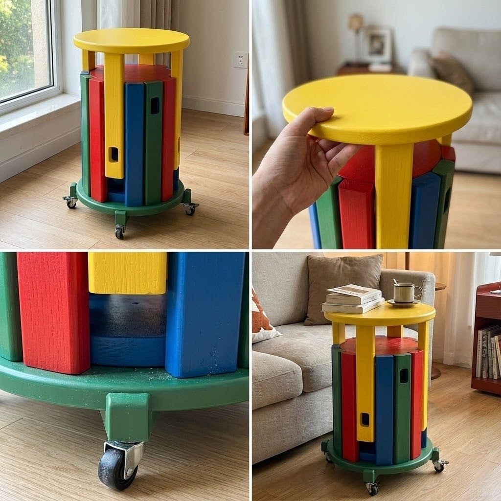 Stackable Rainbow Wooden Chair Table