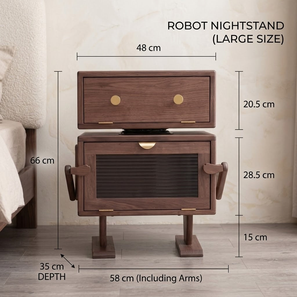 Nordic Walnut Robot Bedside Cabinet