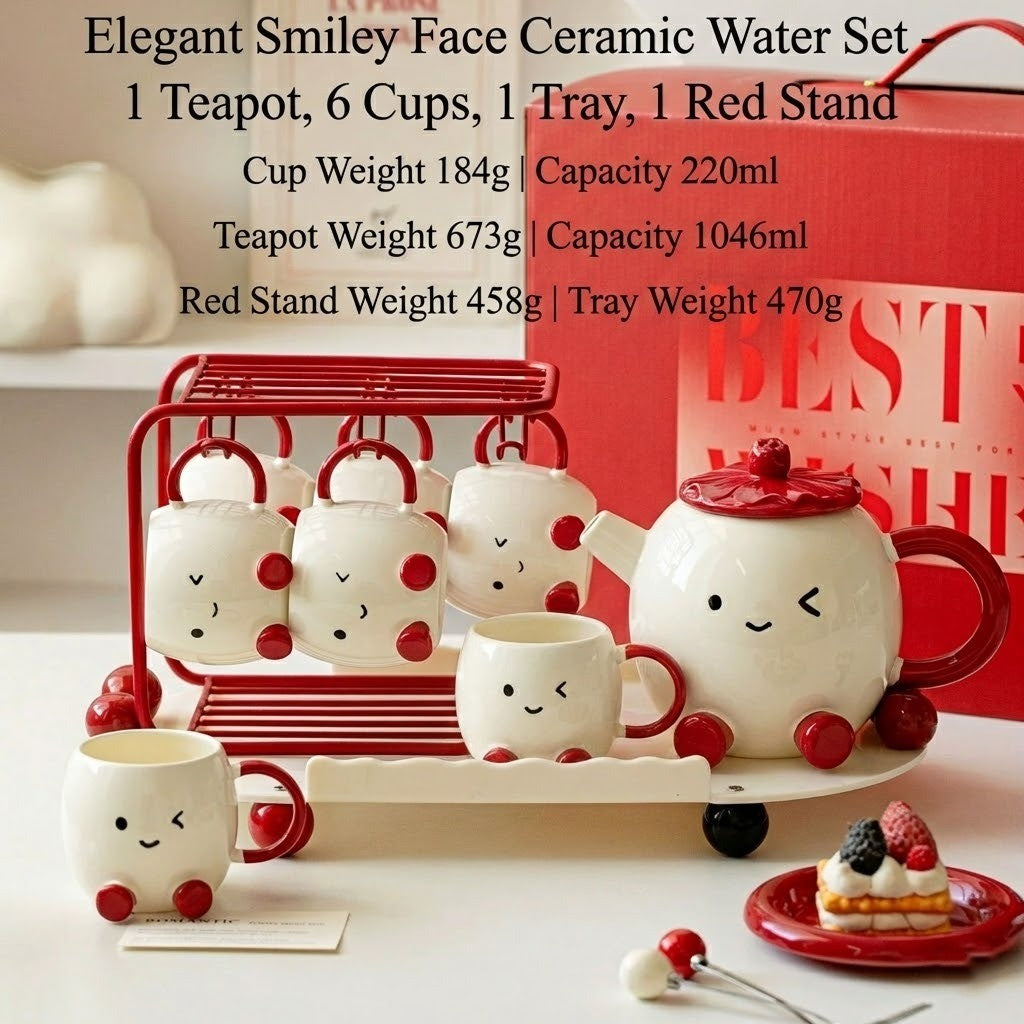 Blushing Face Cute Ceramic Tea Set Gift Box