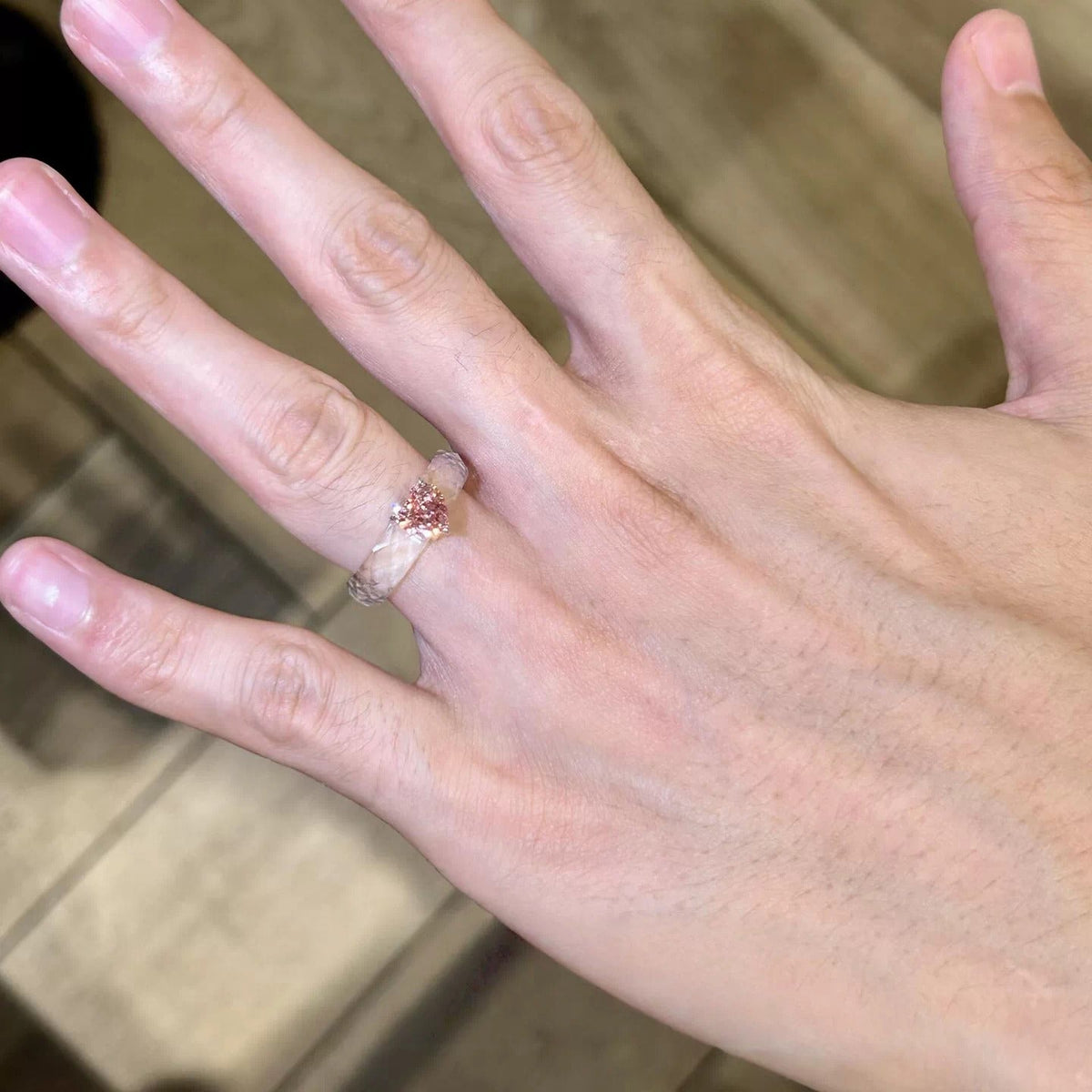Blush Bloom Crystal Heart Ring
