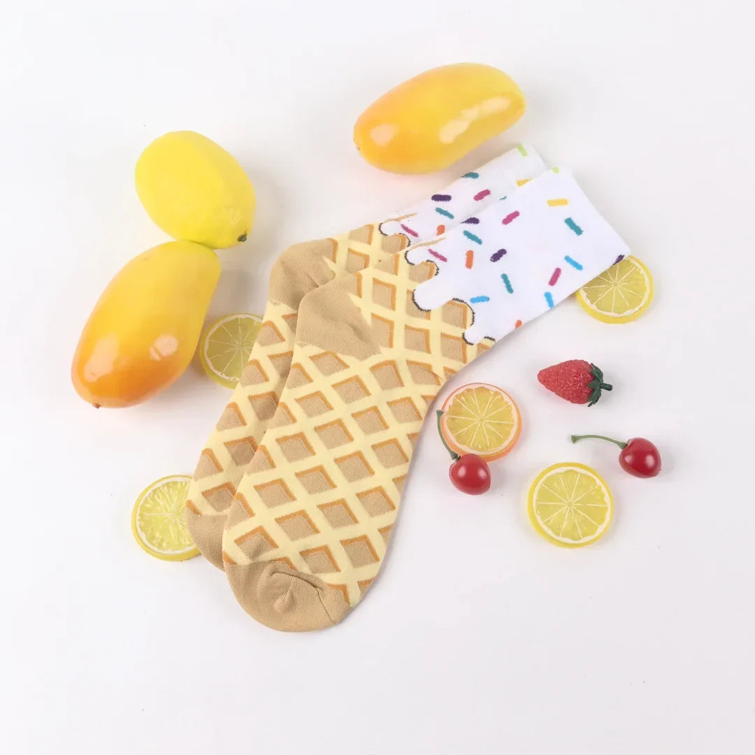 Ice Cream Waffle Pattern Socks