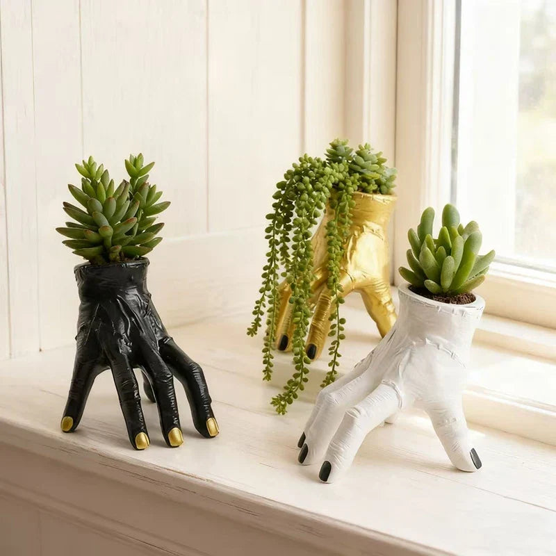 Nightcrawl Gothic Hand Ceramic Planter Pot