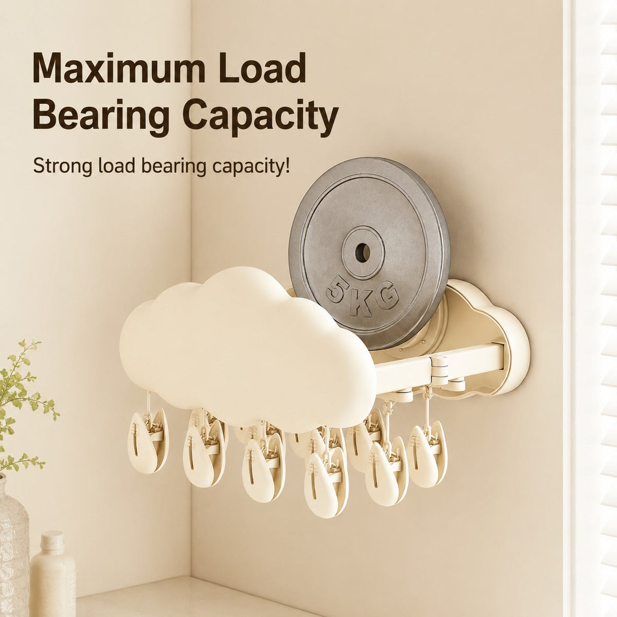 Pinned Cloud-Design Suction Foldable Laundry Rack