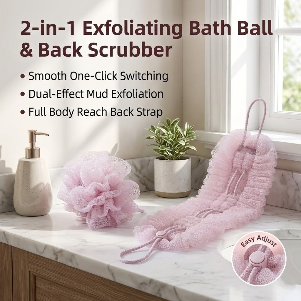 Dual Texture Stretchable Shower Back Scrubber