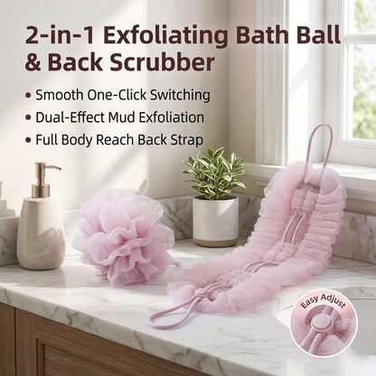 Dual Texture Stretchable Shower Back Scrubber