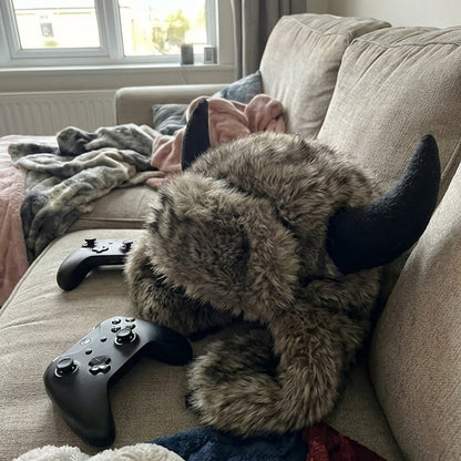 Viking Horn Fur Winter Trapper Hat