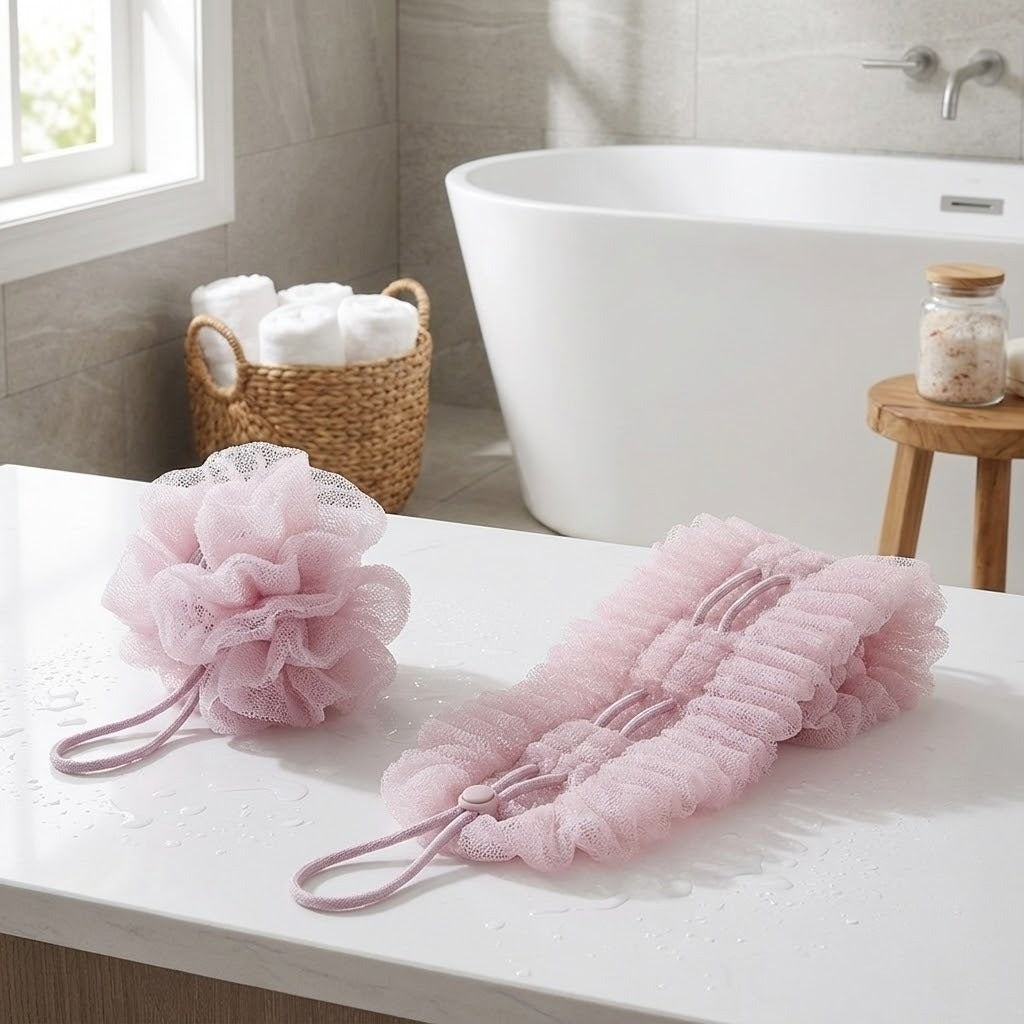 Dual Texture Stretchable Shower Back Scrubber