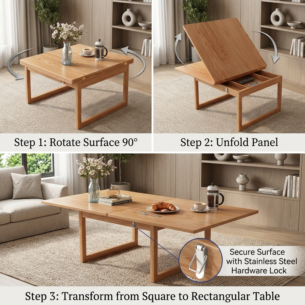 Zen Frame Modular Design Wood Tea Table