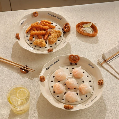Korean Snacks Ceramic Cute Serving Plate
