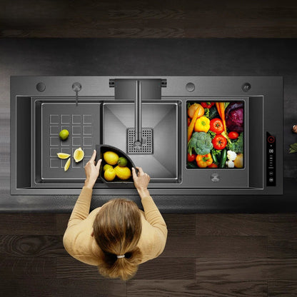 Smart Multi-Zone Gunmetal Kitchen Workstation Sink