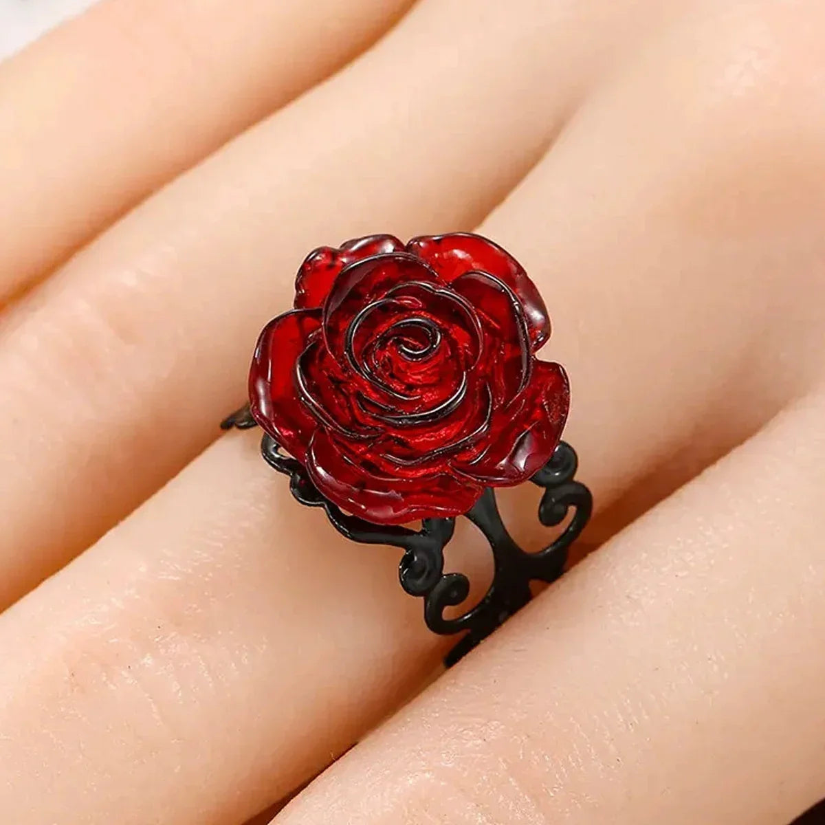 Gothic Dark Rose Ring