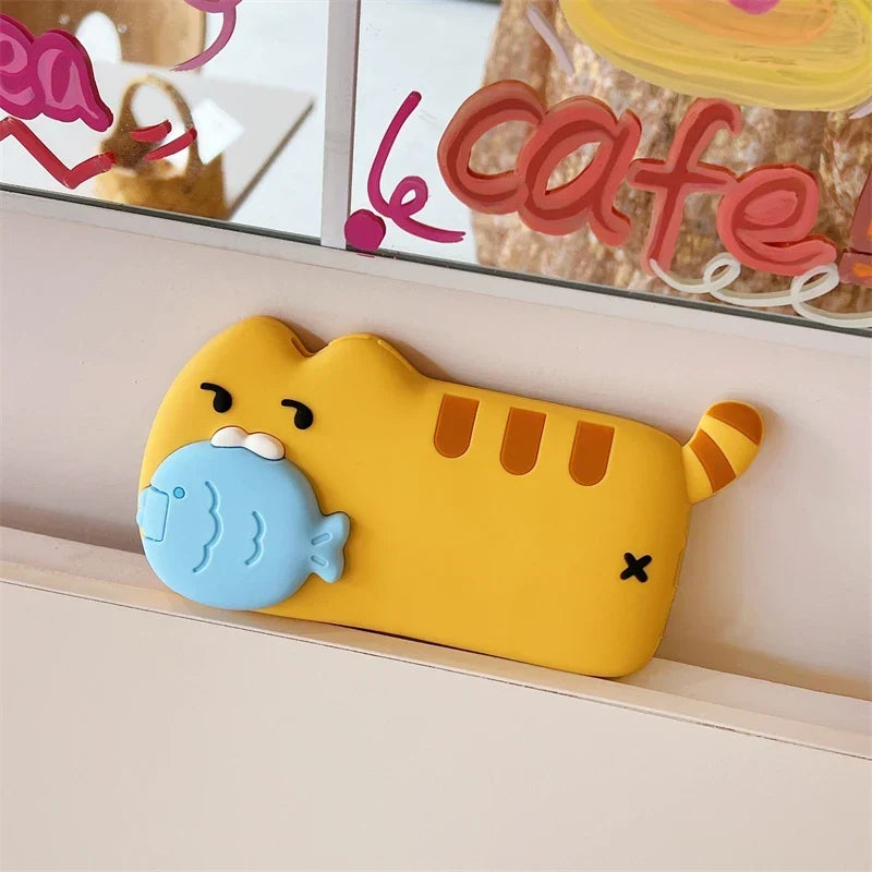 Snack Attack Cat and Fish Phone Case