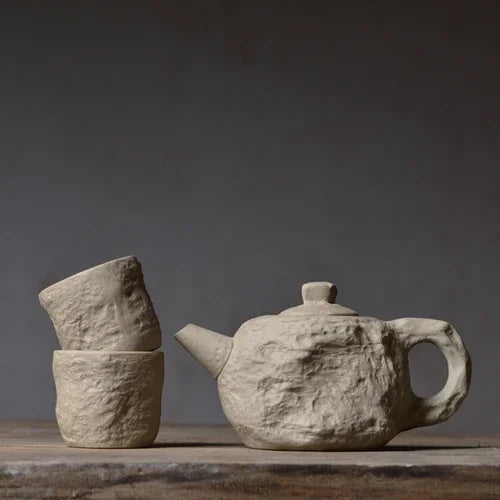 Artisan Rustic Stone Texture Teapot Set