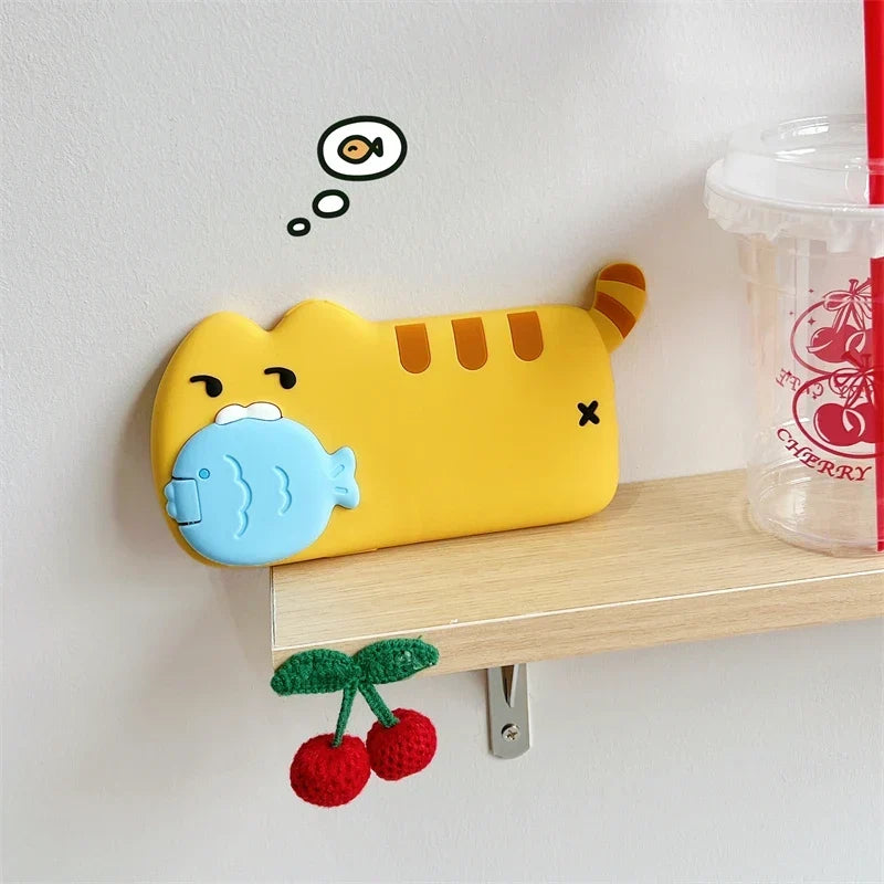 Snack Attack Cat and Fish Phone Case