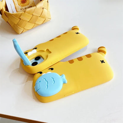 Snack Attack Cat and Fish Phone Case