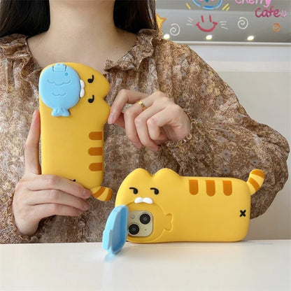 Snack Attack Cat and Fish Phone Case