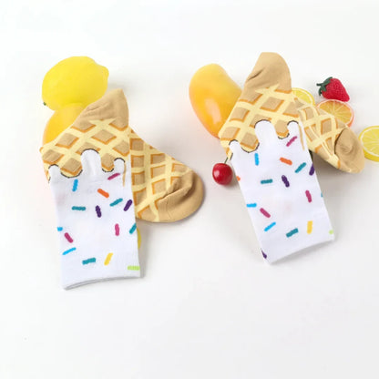 Ice Cream Waffle Pattern Socks