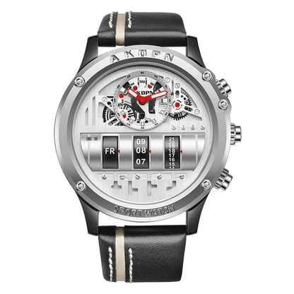 Time Capsule Rotating Calendar Engine Dial Watch