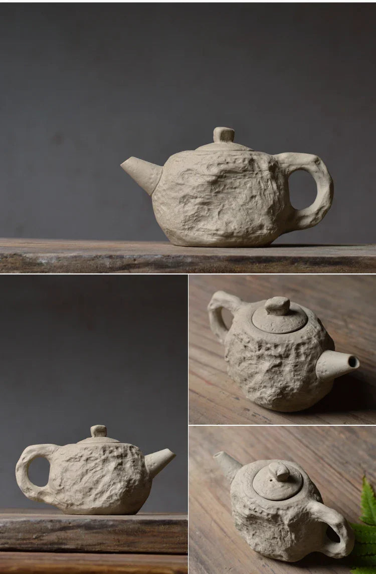 Artisan Rustic Stone Texture Teapot Set